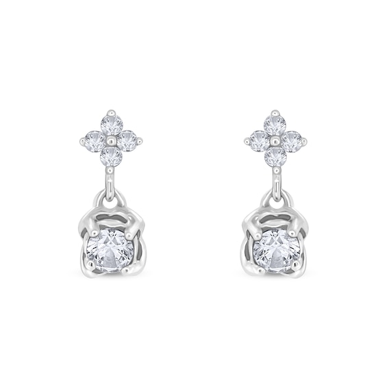 1/5 CT. T.w. Quad Diamond Flower Dangle Drop Earrings in 10K White Gold