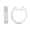 Thumbnail Image 1 of 1 CT. T.W. Baguette and Round Diamond Edge Huggie Hoop Earrings in 10K White Gold