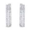 Thumbnail Image 2 of 1 CT. T.W. Baguette and Round Diamond Edge Huggie Hoop Earrings in 10K White Gold