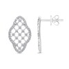 Thumbnail Image 2 of 1/2 CT. T.W. Diamond Lattice Elongated Clover Drop Earrings in 10K White Gold