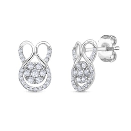 1/4 CT. T.W. Multi-Diamond Abstract Bunny Stud Earrings in 10K White Gold