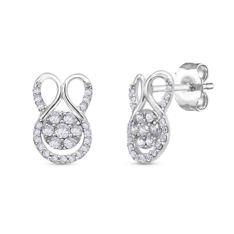Main Image 1 of 1/4 CT. T.W. Multi-Diamond Abstract Bunny Stud Earrings in 10K White Gold