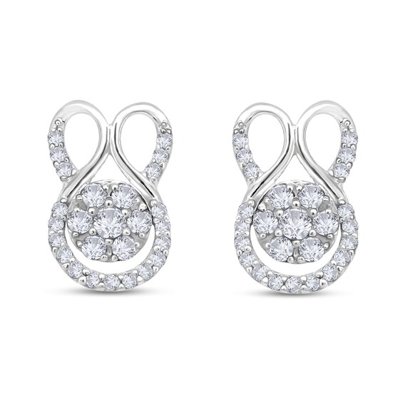 1/4 CT. T.w. Multi-Diamond Abstract Bunny Stud Earrings in 10K White Gold