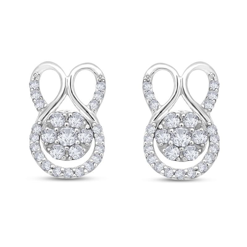 Main Image 2 of 1/4 CT. T.W. Multi-Diamond Abstract Bunny Stud Earrings in 10K White Gold