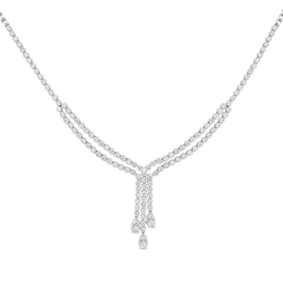 2-3/4 CT. T.W. Diamond Double Strand Chandelier Y-Necklace in 14K White Gold - 16"