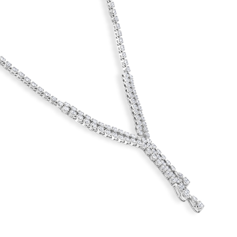 Main Image 2 of 2-3/4 CT. T.W. Diamond Double Strand Chandelier Y-Necklace in 14K White Gold - 16"
