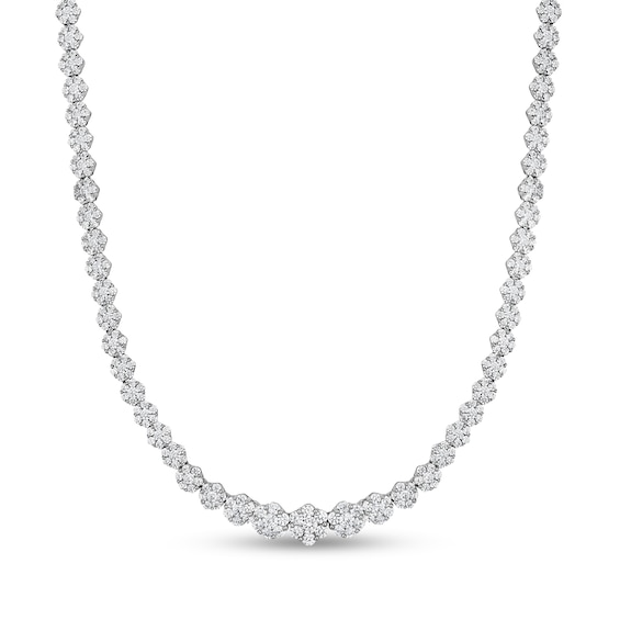 8 CT. T.w. Multi-Diamond Graduating Tennis Necklace in 14K White Gold - 16"
