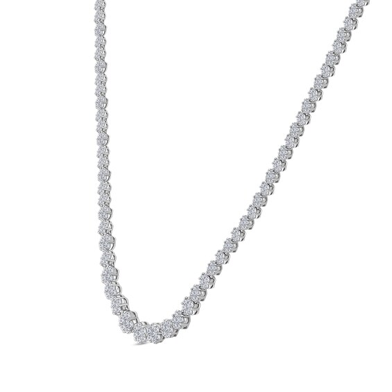 8 CT. T.w. Multi-Diamond Graduating Tennis Necklace in 14K White Gold - 16"