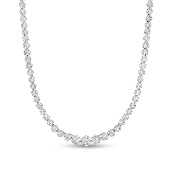 7 CT. T.w. Multi-Diamond Graduating Tennis Necklace in 14K White Gold - 16"