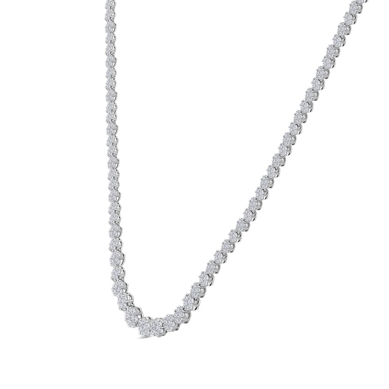 7 CT. T.w. Multi-Diamond Graduating Tennis Necklace in 14K White Gold - 16"