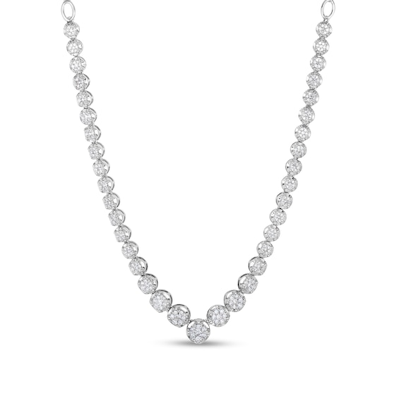 1-1/2 CT. T.w. Multi-Diamond Graduating Tennis-Style Necklace in 10K White Gold - 16"