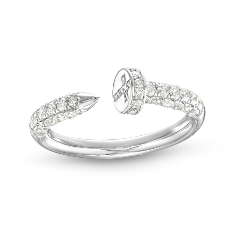 3/4 CT. T.W. Diamond Nail Wrap Ring in Sterling Silver