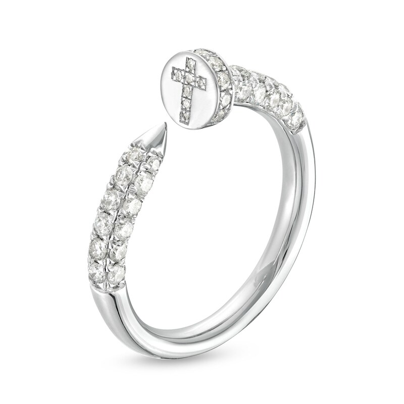 3/4 CT. T.W. Diamond Nail Wrap Ring in Sterling Silver
