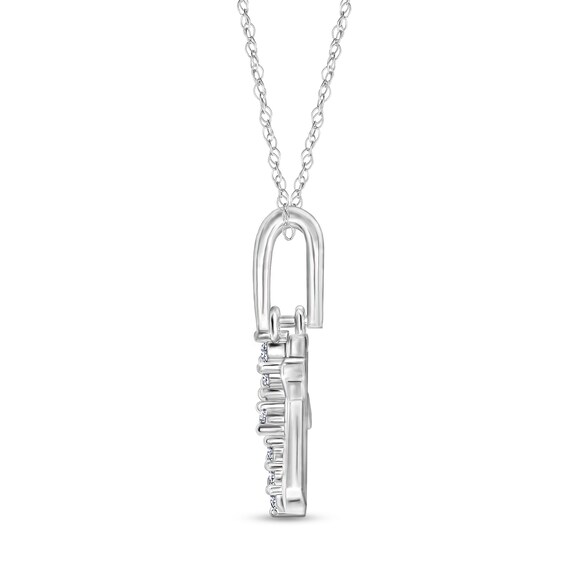 1/10 CT. T.w. Diamond Double Cross Charm Pendant in 10K White Gold