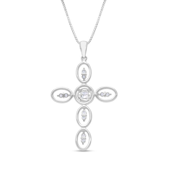 7/8 CT. T.w. Diamond Ovals Cross Pendant in 10K White Gold