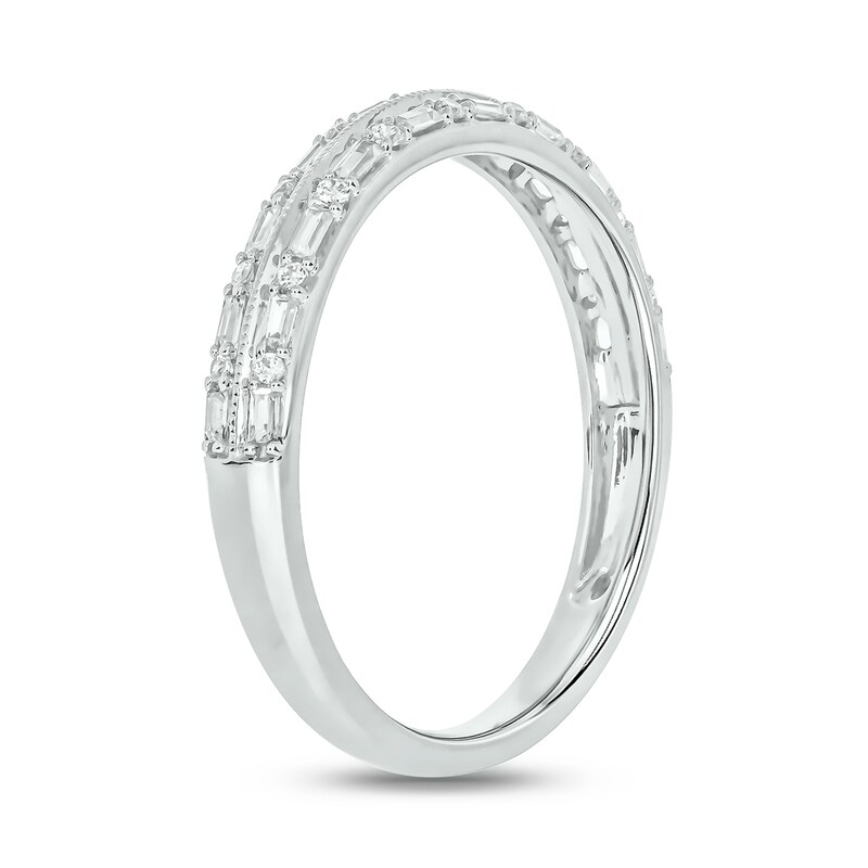 Main Image 2 of 1/5 CT. T.W. Baguette Diamond Double Row Vintage-Style Band in 10K White Gold