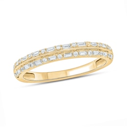 1/5 CT. T.W. Baguette Diamond Double Row Vintage-Style Band in 10K Gold