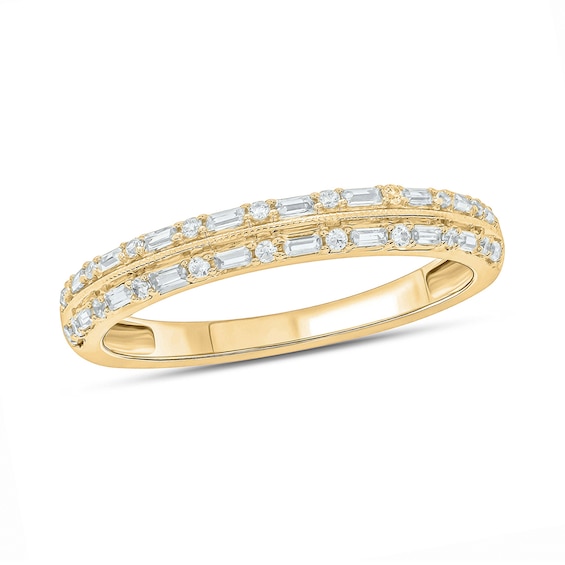 1/5 CT. T.w. Baguette Diamond Double Row Vintage-Style Band in 10K Gold