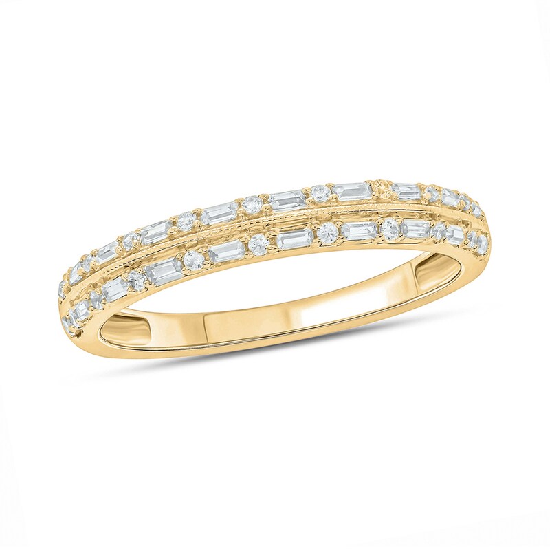 Main Image 1 of 1/5 CT. T.W. Baguette Diamond Double Row Vintage-Style Band in 10K Gold