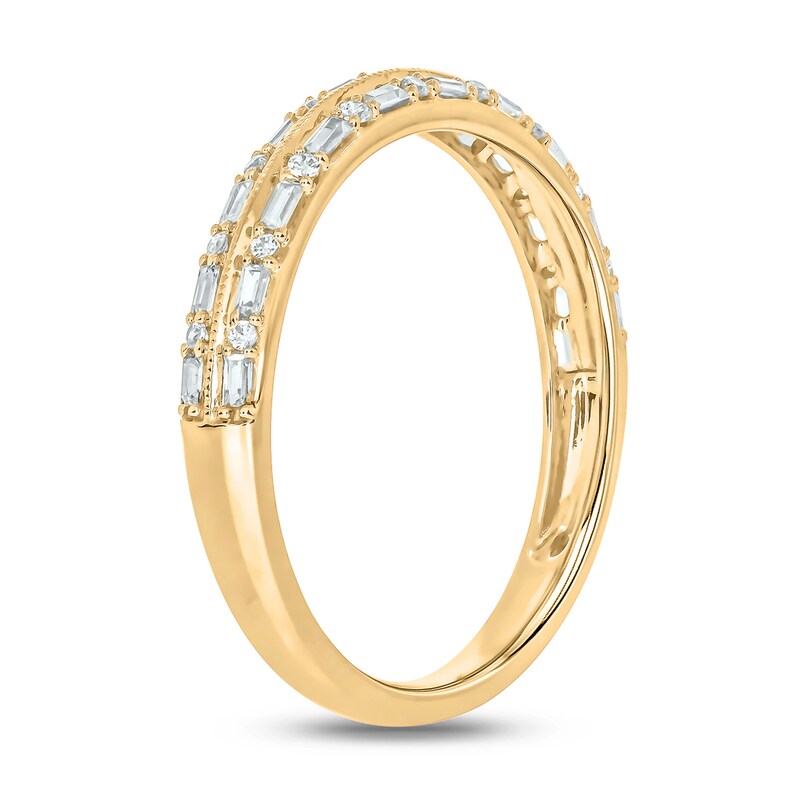 Main Image 2 of 1/5 CT. T.W. Baguette Diamond Double Row Vintage-Style Band in 10K Gold
