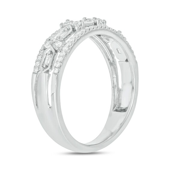 1/3 CT. T.w. Diamond Edge Hexagon Station Band in 10K White Gold