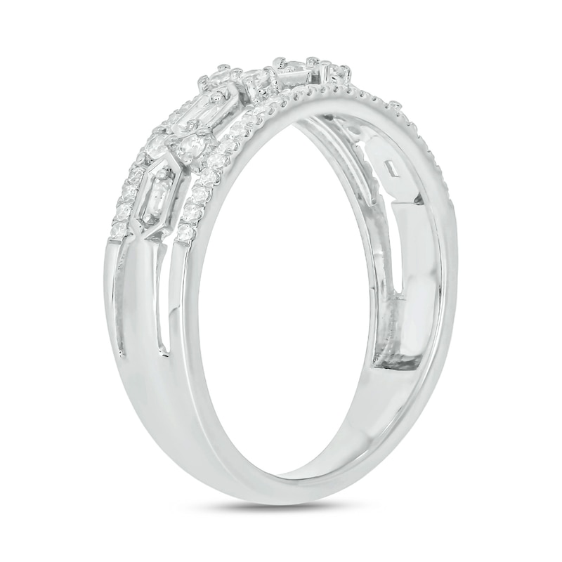 Main Image 2 of 1/3 CT. T.W. Diamond Edge Hexagon Station Band in 10K White Gold
