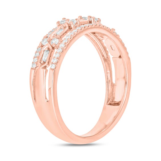 1/3 CT. T.w. Diamond Edge Hexagon Station Band in 10K Rose Gold