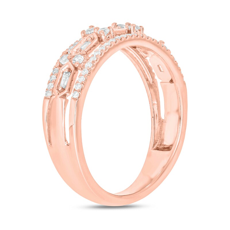 Main Image 2 of 1/3 CT. T.W. Diamond Edge Hexagon Station Band in 10K Rose Gold
