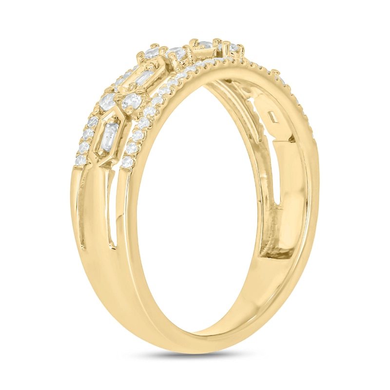 Main Image 2 of 1/3 CT. T.W. Diamond Edge Hexagon Station Band in 10K Gold