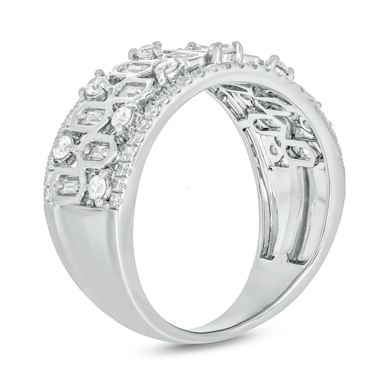 3/4 CT. T.w. Diamond Edge Hexagon Pattern Band in 10K White Gold
