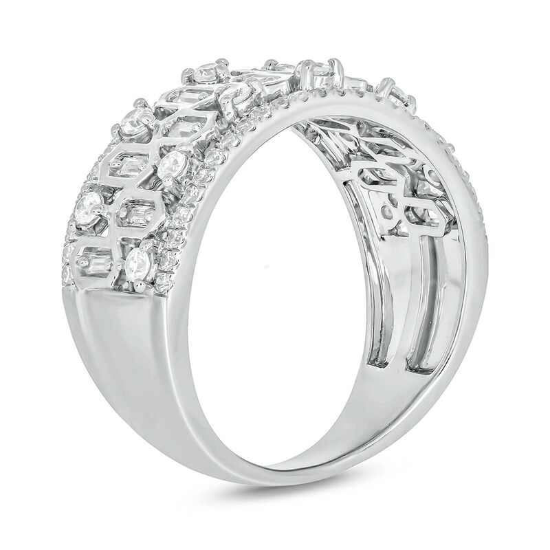 Main Image 2 of 3/4 CT. T.W. Diamond Edge Hexagon Pattern Band in 10K White Gold