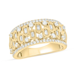 3/4 CT. T.W. Diamond Edge Hexagon Pattern Band in 10K Gold