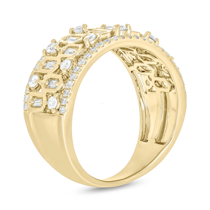 Main Image 2 of 3/4 CT. T.W. Diamond Edge Hexagon Pattern Band in 10K Gold