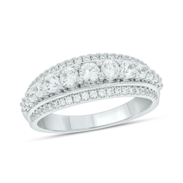 1 CT. T.W. Diamond Edge Graduating Center Row Band in 10K White Gold