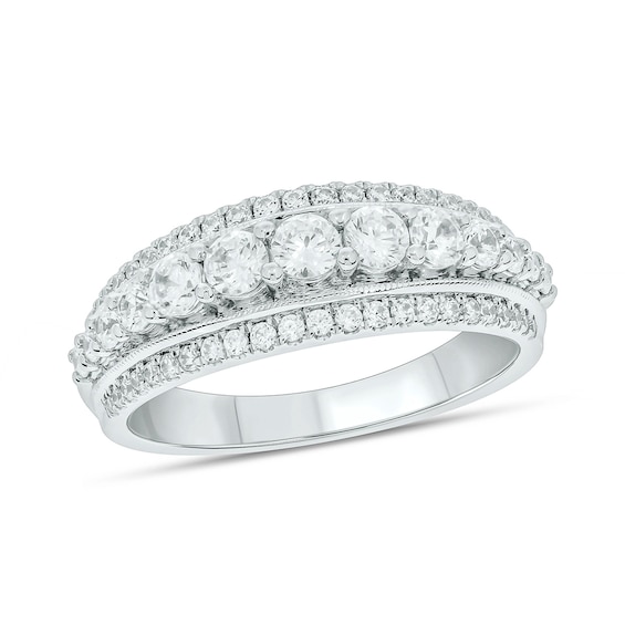 1 CT. T.w. Diamond Edge Graduating Center Row Band in 10K White Gold