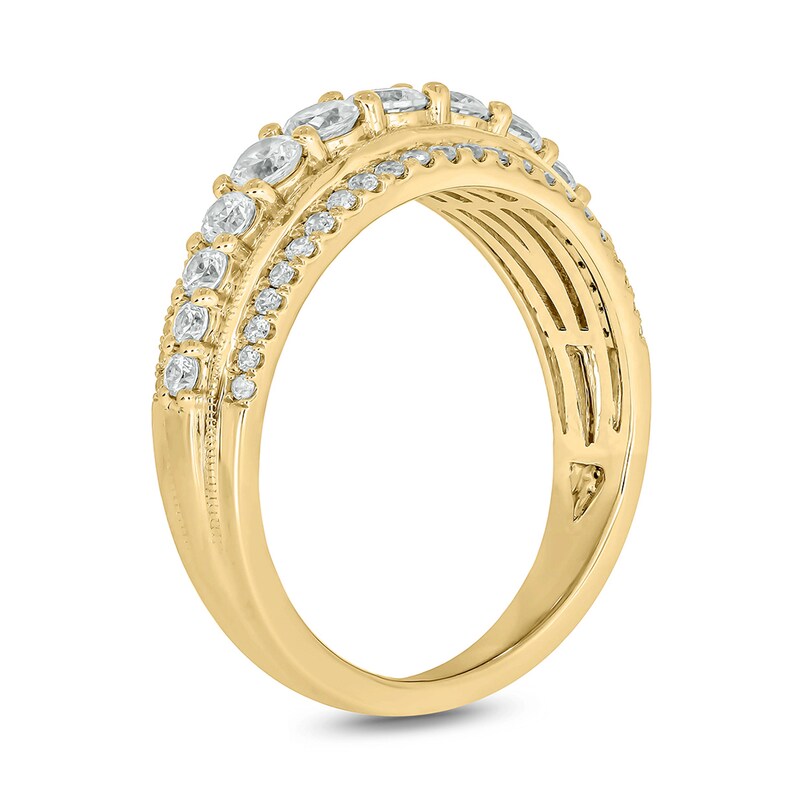 Main Image 2 of 1 CT. T.W. Diamond Edge Graduating Center Row Band in 10K Gold