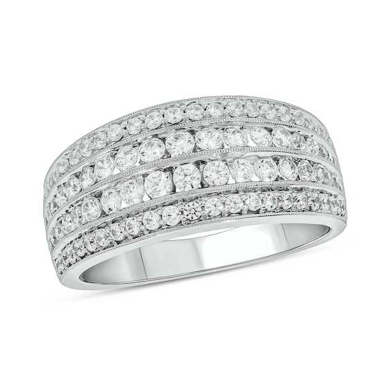 1 CT. T.w. Diamond Multi-Row Vintage-Style Band in 10K White Gold