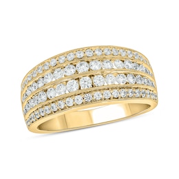 1 CT. T.W. Diamond Multi-Row Vintage-Style Band in 10K Gold