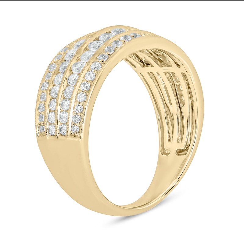 Main Image 2 of 1 CT. T.W. Diamond Multi-Row Vintage-Style Band in 10K Gold