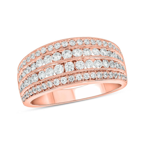 1 CT. T.w. Diamond Multi-Row Vintage-Style Band in 10K Rose Gold