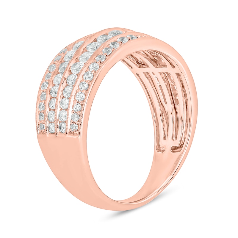 Main Image 2 of 1 CT. T.W. Diamond Multi-Row Vintage-Style Band in 10K Rose Gold
