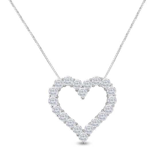 3 CT. T.w. Diamond Heart Outline Pendant in 14K White Gold