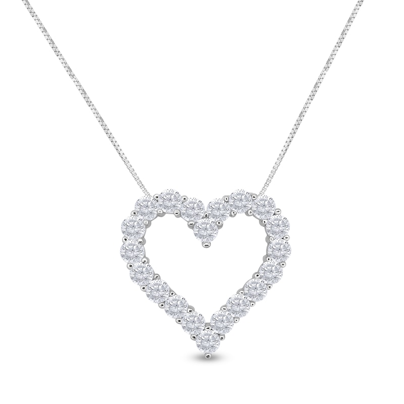 3 CT. T.W. Diamond Heart Outline Pendant in 14K White Gold | Zales