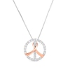 Thumbnail Image 1 of 3/8 CT. T.W. Diamond Peace Sign with Ribbon Pendant in 10K Two-Tone Gold