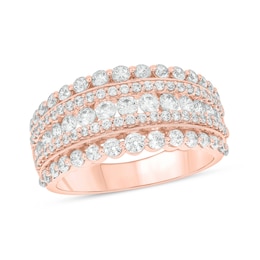 1-1/2 CT. T.W. Diamond Scallop Multi-Row Vintage-Style Band in 10K Rose Gold