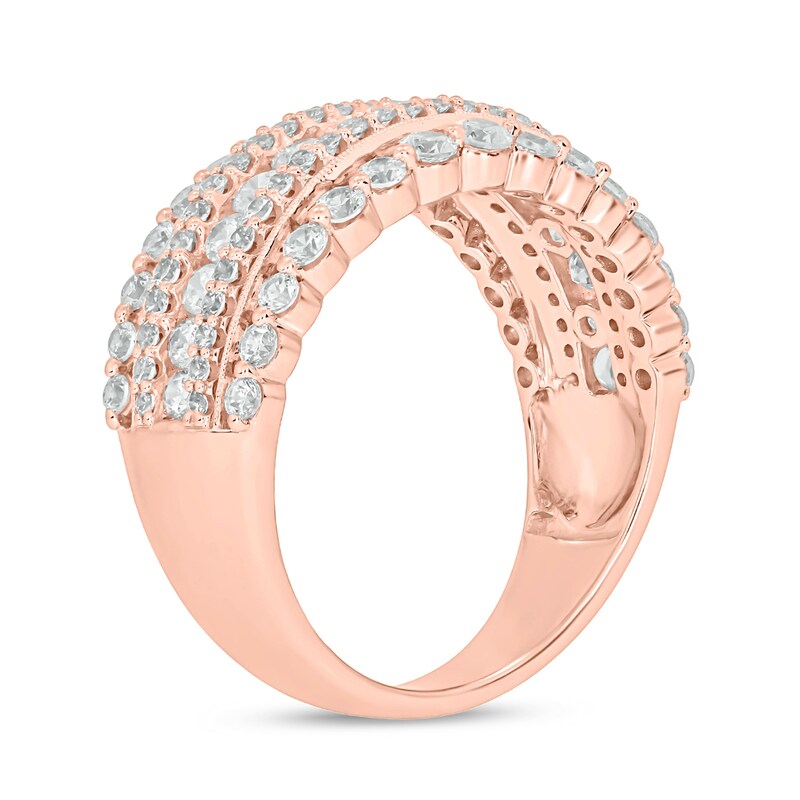 Main Image 2 of 1-1/2 CT. T.W. Diamond Scallop Multi-Row Vintage-Style Band in 10K Rose Gold