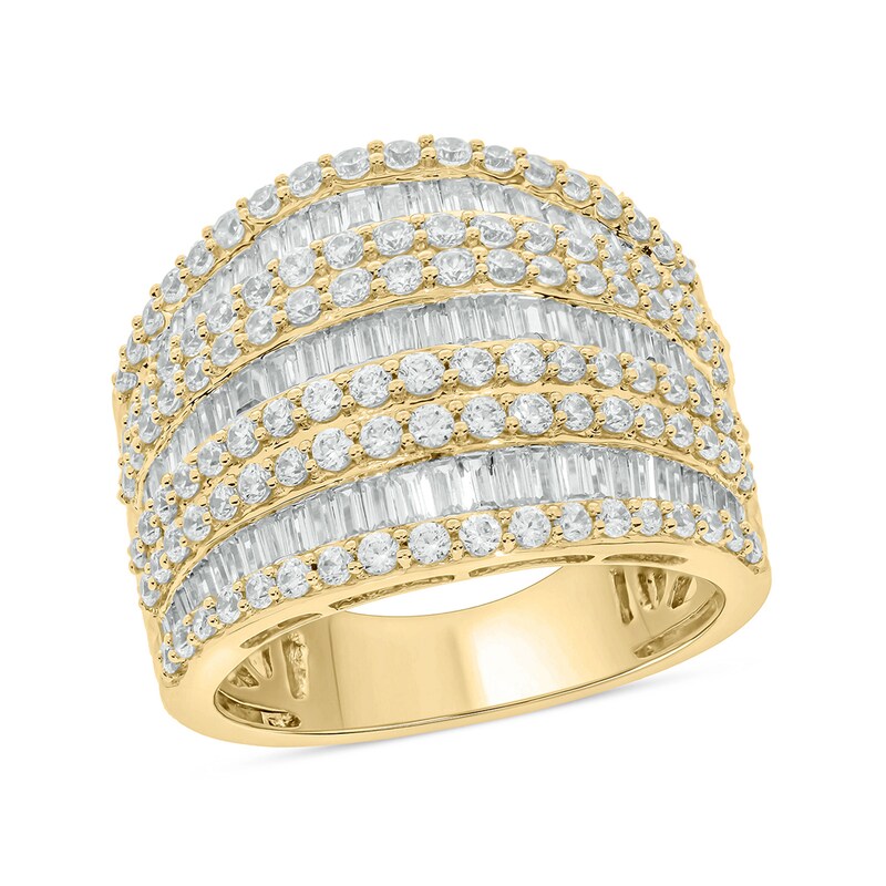 Main Image 1 of 1-7/8 CT. T.W. Baguette Diamond Colosseum Multi-Row Band in 10K Gold