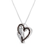 Thumbnail Image 2 of 1/5 CT. T.W. Champagne and White Diamond Offset Interlocking Hearts Pendant in Sterling Silver