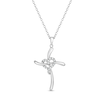 Thumbnail Image 1 of 1/10 CT. T.W. Diamond Heart Wavy Cross Pendant in Sterling Silver