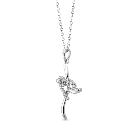 1/10 CT. T.w. Diamond Heart Wavy Cross Pendant in Sterling Silver